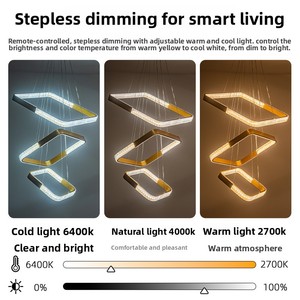Lustre carré LED en acrylique de luxe nordique, température de couleur multiple, pour salon et salle à manger, <span class=keywords><strong>suspension</strong></span> dimmable - Product Image 2