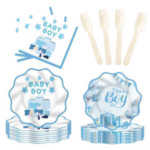 ชุดอุปกรณ์ตกแต่งงานเลี้ยงเปิดเผยเพศลูกน้อย DAMAI สำหรับทีมเด็กชาย จานกระดาษ ผ้าเช็ดปาก ของใช้บนโต๊ะอาหารแบบใช้แล้วทิ้งสำหรับงานเลี้ยงฉลองทารก สำหรับแขก 8 ท่าน - Product Image 4