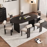 Ensemble table et chaises de salle à manger en bois de frêne massif de style rétro français avec plateau tournant, écologique, idéal pour les petits appartements