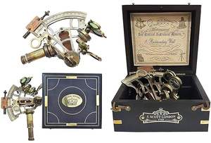 Latón Kelvin y Hughes con tapa de cristal Caja de madera Artesanía de metal Decoración para el hogar Sextante marítimo antiguo Regalo náutico - Product Image 2