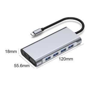 Hub USB C Multifonction 11-en-1-4 X Usb 3.0 a - Usb Splitter - PD VGA 4K HD HDTV 3.5mm Prise casque <span class=keywords><strong>audio</strong></span> 11 en 1 Type C Hub - Product Image 1