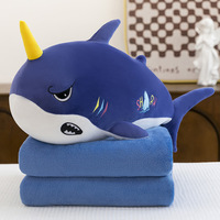 Vente en gros de couverture douce à câliner requin dauphin animal en peluche Kawaii oreiller requin bleu pour enfants cadeau d'anniversaire couverture en peluche