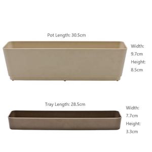 12 pulgadas <span class=keywords><strong>30</strong></span>,5 <span class=keywords><strong>cm</strong></span> marfil Rectangular plástico ABS suculento Cactus bonsái <span class=keywords><strong>maceta</strong></span> con platillos - Product Image 2