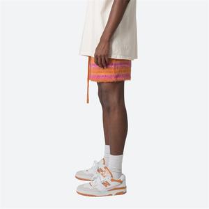 Venta al por mayor pantalones cortos de punto de alta calidad cintura elástica con cordón 100% poliéster pantalones cortos mohair a rayas - Product Image 4