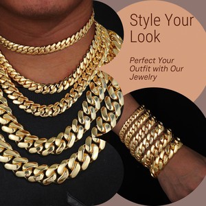 10mm-25mm 14K 18K Rose <strong>Gold</strong> Plated Miami Cuban Link <strong>Chain</strong> Choker Heavy Solid Brass Cuban <strong>Chains</strong> Bracelet And Necklace For Men