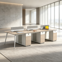 Poste de travail modulaire moderne pour employés de bureau, bureau d'ordinateur en bois avec armoire latérale