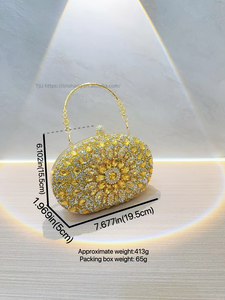New Cross-border Polyester Women's European-American Retro Handbag Diamond-encrusted <b>Small</b> Clutch Crossbody Evening <b>Bag</b> Tanjing - Product Image 5