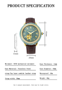 Montre mécanique GEZFEEL Classic Design S1182G pour homme, montre de luxe en jade, certifiée par le fabricant. - Product Image 6