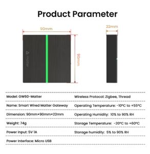 <span class=keywords><strong>Tuya</strong></span> Matter Smart Gateway <span class=keywords><strong>Hub</strong></span> Smart Home Bridge La télécommande filaire fonctionne avec <span class=keywords><strong>HomeKit</strong></span>,Google Home,Alexa - Product Image 5