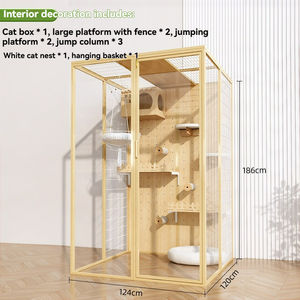 Royal Cat Castle Villa Cage en bois avec bac à litière <span class=keywords><strong>perche</strong></span> 3 niveaux Playhouse intérieur luxe chat meubles Pet Villa House - Product Image 6