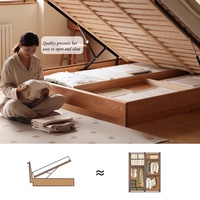 Cama de Plataforma Moderna de Madera de Cerezo Maciza Japonesa, con Efecto Luminoso en la Oscuridad, Tamaño Doble/Queen, para Dormitorio