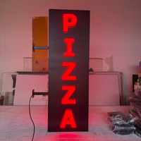 Mini enseigne LED verticale pour pizza, rouge, lumineuse, murale, pour magasin de nourriture, publicité extérieure, boîte lumineuse, signalétique