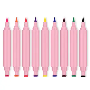 Private Label 9 Color Long Lasting Waterproof Pink Eyeliner Pen Vegan Makeup Black Brown Eye Liner With Stamp