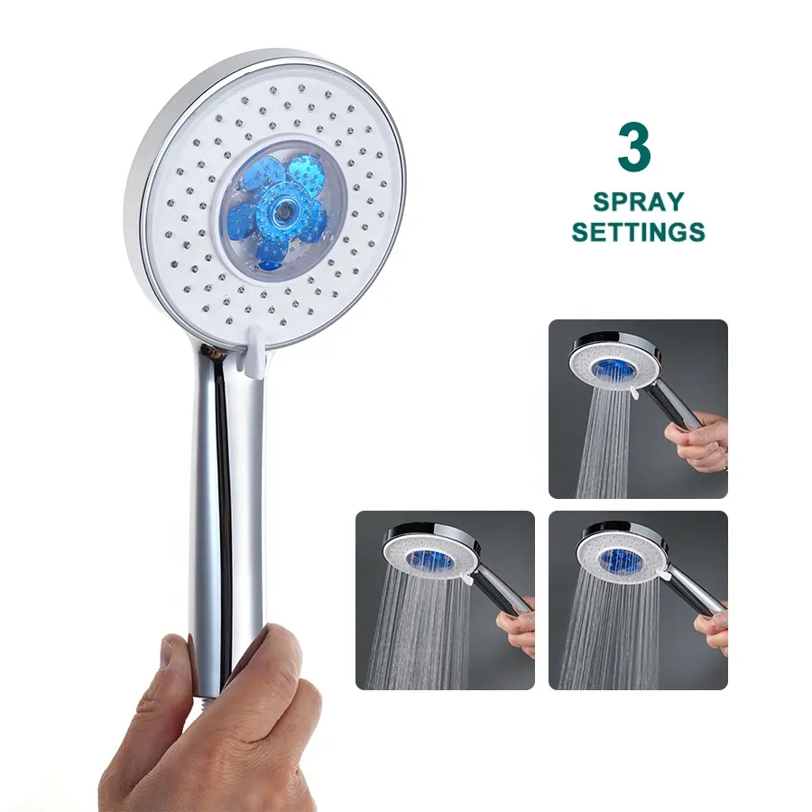 BSL-S1009 New Style Bathroom Spa Chrome ABS 3 Setting Spinning Propeller Fan Hand Held Shower Head