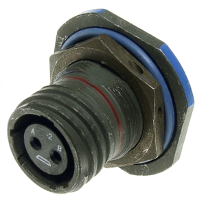 D38999-24WB2SN DTL-38999 Receptáculo para tuerca de seguridad Serie III, 2 posiciones, hembra, tamaño 11, verde oliva, cadmio - Product Image 1