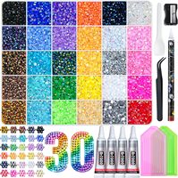 Kit de 40000 strass en résine gelée, 30 couleurs, strass à dos plat de 3 mm avec colle B7000 et outils pour loisirs créatifs et décoration d'ongles