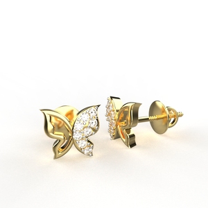 Avarta Jewelry Pendientes de tuerca de mariposa de oro chapado en oro de 18 quilates con diamantes cultivados en laboratorio certificados para niños, niñas y mujeres - Product Image 1