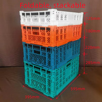 Panier de rangement pliable et empilable en plastique renforcé 600*400*220mm avec mailles ventilées pour fruits et légumes