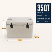 Glacière isotherme moderne en PE de 35 litres, étanche, avec paroi isolante de 2 pouces, logo personnalisable, pour stockage alimentaire, maintien de la glace pendant 7 jours