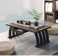 Table basse en bambou avec tiroir, table à thé rectangulaire multifonctionnelle pour salon, balcon, bureau