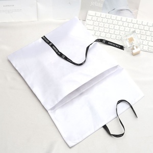 Custom Ribbon Printing Satin <b>Envelope</b> Lingerie T-shirt Storage Pouch <b>White</b> Luxury Satin Gift Cosmetic Hair Packing Dust Slik Bag - Product Image 3
