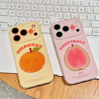 Zomer 3D Fruit Party Love Mobiele Telefoonhoesje voor iPhone 17 16 15 14 13 Pro Max Oranje Sydney IMD Blauwe Bes Graffiti achterkant hoesje