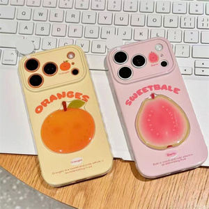 Funda de móvil 3D con diseño de frutas de verano para iPhone 17 16 15 14 13 Pro Max, con estampado de naranja, saboritos de Sídney y grafiti azul marino en la parte trasera. - Product Image 3