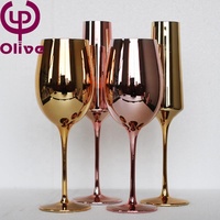 Cadeau pas cher, verres à champagne en cristal européen sans plomb, électro-plaqués, vintage, orange