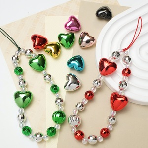 20mm acrílico UV plateado Metal corazón DIY hecho a mano pulsera pendientes cuenta Material accesorios de joyería - Product Image 1