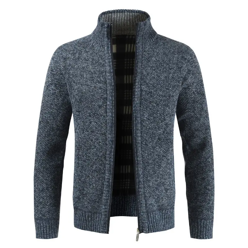 New Men's Cardigan Sweater Knitting Winter Full Zipper Long Sleeve Thick Cardigan Coat