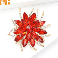 Broches de luxe en alliage de grande taille avec strass en forme de fleur, broches exquises et créatives pour vêtements féminins, épingle à plante, cadeau de fête ou de mariage