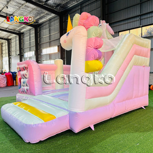 Château gonflable commercial Hupfburg Einhorn rose avec toboggan pour enfants - Product Image 4
