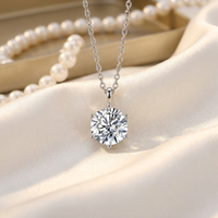 Pendentif solitaire unisexe en or blanc massif 18 carats avec diamant de laboratoire 1 carat couleur D pureté VVS1 taille brillant vintage, serti 4 griffes