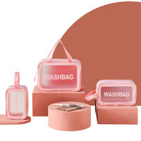 Dichos PVC Transparent Lot de Trois Pièces Trousse de Toilette Étanche Sac de Plage Rangement de Voyage Trousse de Maquillage Minimaliste