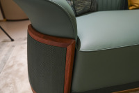 Canapé trois places en cuir véritable, en bois massif de noyer, style italien haut de gamme, moderne et minimaliste, pour hôtel, design créatif et léger