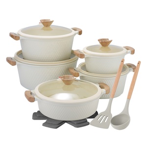 15 cái không dính Cookware Granite đá cẩm thạch đá Cookware <span class=keywords><strong>Set</strong></span> Die Cast nhôm không dính nấu ăn chậu nấu ăn nồi <span class=keywords><strong>Set</strong></span> - Product Image 1