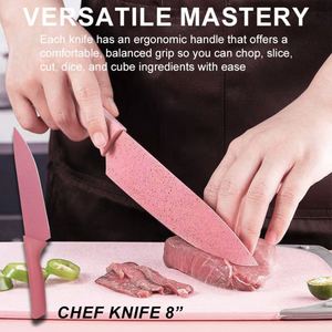 Juego de 6 Cuchillos de Cocina Coloridos, Antiadherentes, de Acero Inoxidable con Mango de Paja de Trigo, para Frutas y Verduras, Utensilios de Cocina - Product Image 4