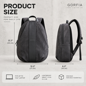 GORFIA Men Gray Suede Look <b>Backpack</b> PU <b>Leather</b> Trim Business Casual Daypack Custom Logo Travel Bags OEM ODM Factory - Product Image 4