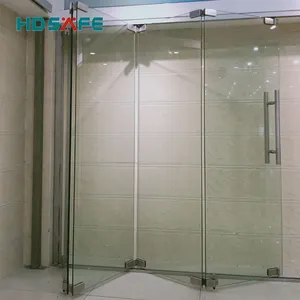 HDSAFE स्टेनलेस स्टील frameless तह कांच के दरवाजे कीमत टिका फिसलने तह दरवाजे वाणिज्यिक द्वि गुना कांच दरवाजा हार्डवेयर