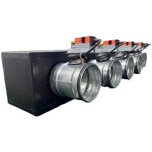 Plénum industriel rectangulaire en mousse de polyuréthane à 6 zones avec registres motorisés Lindab de 160 ou 200 mm Plénum-6-zones-serrande Industri - Product Image 4