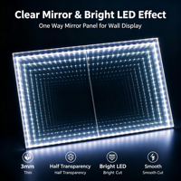 Plaque acrylique miroir infini transparente 3 mm, semi-transparente, service de découpe de panneaux miroir unidirectionnels pour mur
