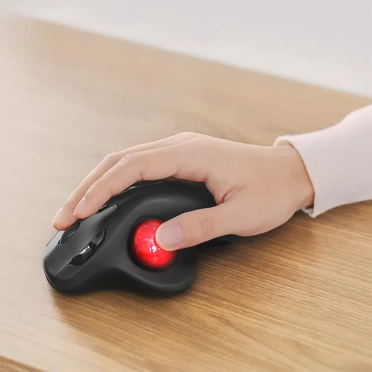 Souris sans fil Trackball Souris ergonomique rechargeable Contrôle facile du pouce Souris sans fil à suivi précis et fluide