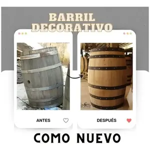 Mesa Decorativa para Exterior The Barrel House, de Madera y Hierro, 200L, Diseño Rústico y Resistente - Product Image 6