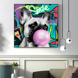 Décor à la maison mignon animal de compagnie bouledogue français soufflant des bulles affiches Graffiti Pop Art toile peinture drôle mur Art photos - Product Image 4