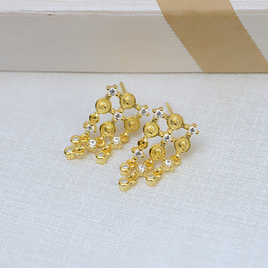 Pendientes de Plata S925 con Múltiples Cuentas para Mujer, Personalizados, con Incrustaciones de 6-7 Perlas, Pendientes Vacíos para DIY, Componentes de Joyería, 3 Cuentas - Product Image 5