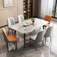 Ensemble Table à Manger Moderne et Élégante en Marbre, Pierre, Métal, de Luxe pour Restaurant, Cuisine, Hôtel, Mobilier Décoratif Abordable