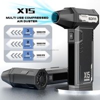 Souffleur d'air électrique mini turbo SDFM-X15, moteur sans balais 130 000 tr/min, 3 vitesses réglables, alimenté par batterie, usage industriel et DIY, 100 min d'autonomie
