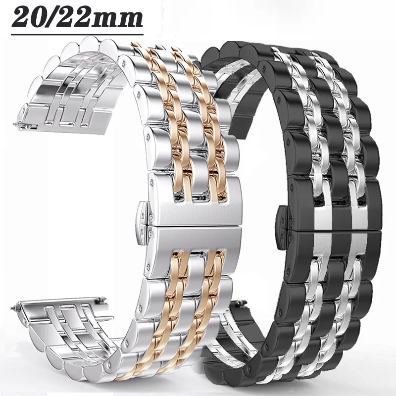 22mm 20mm Band For Samsung Galaxy Watch 3 41 45mm Gear S3 46mm 42mm Watch Stainless Steel Strap For Amazift Metal Wrist Bracelet