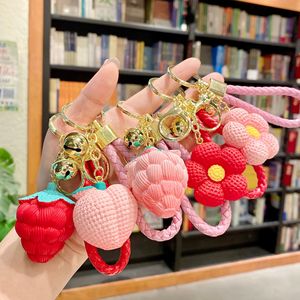 Creative Cartoon Resin Keychain Peach Fruit Strawberry Flower Pendant for <b>Car</b> <b>Key</b> <b>Ring</b> & Backpack Small Gift - Product Image 1
