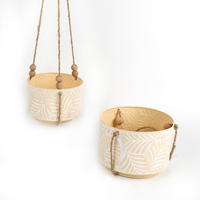 Panier à fleurs suspendu en fer avec perles de corde de chanvre, style nordique, finition peinte durable, pour jardin et maison
